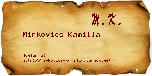 Mirkovics Kamilla névjegykártya